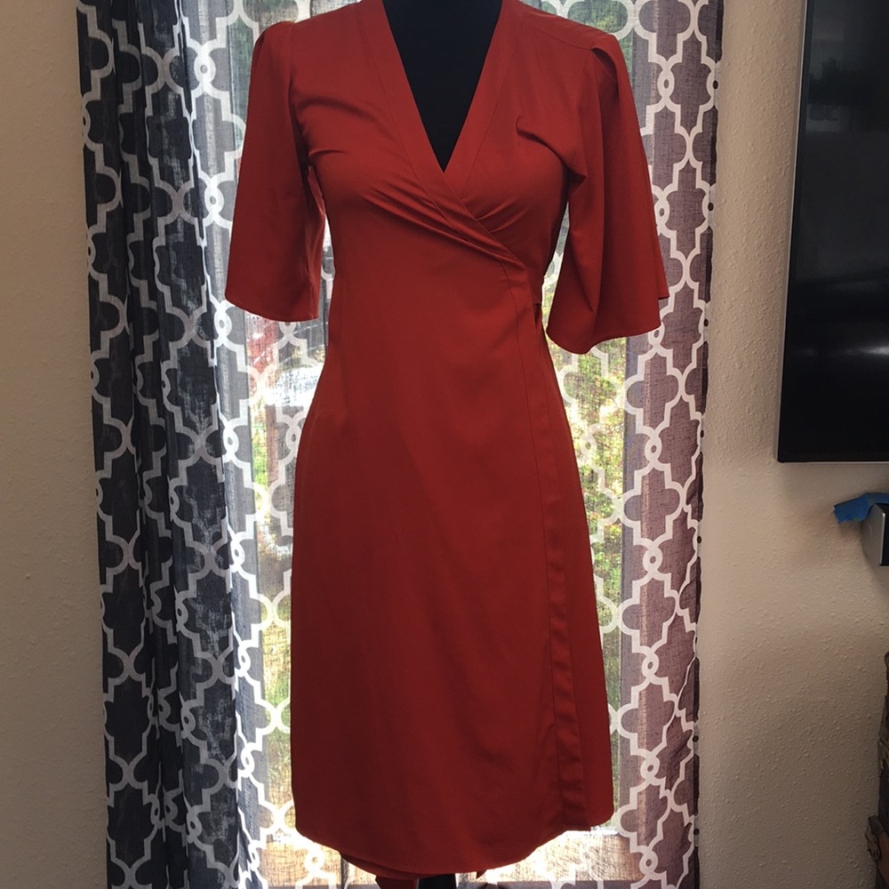 Orange wrap dress
